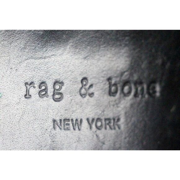 rag & bone NY BLACK GENUINE LEATHER HIGH HEEL ROUND TOE BELTED ANKLE BOOTS Sz 37 - Picture 9 of 9